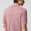 Mens-Slim-Fit-Short-Sleeve-100%-Cotton-Stylish-Shirt-pink2