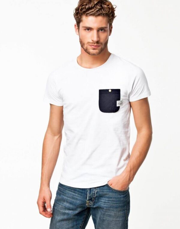 Mens-Standard-Fit-Short-Sleeve-Pocket-T-Shirt-White