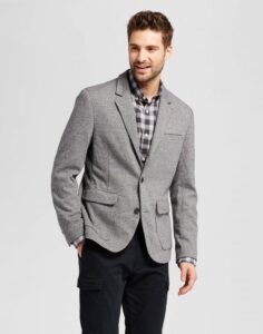 Mens Standard Fit Deconstructed Knit Blazer in Ash Grey