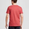 Mens-Standard-Fit-Heathered-Short-Sleeve-V-Neck-T-Shirt-Red